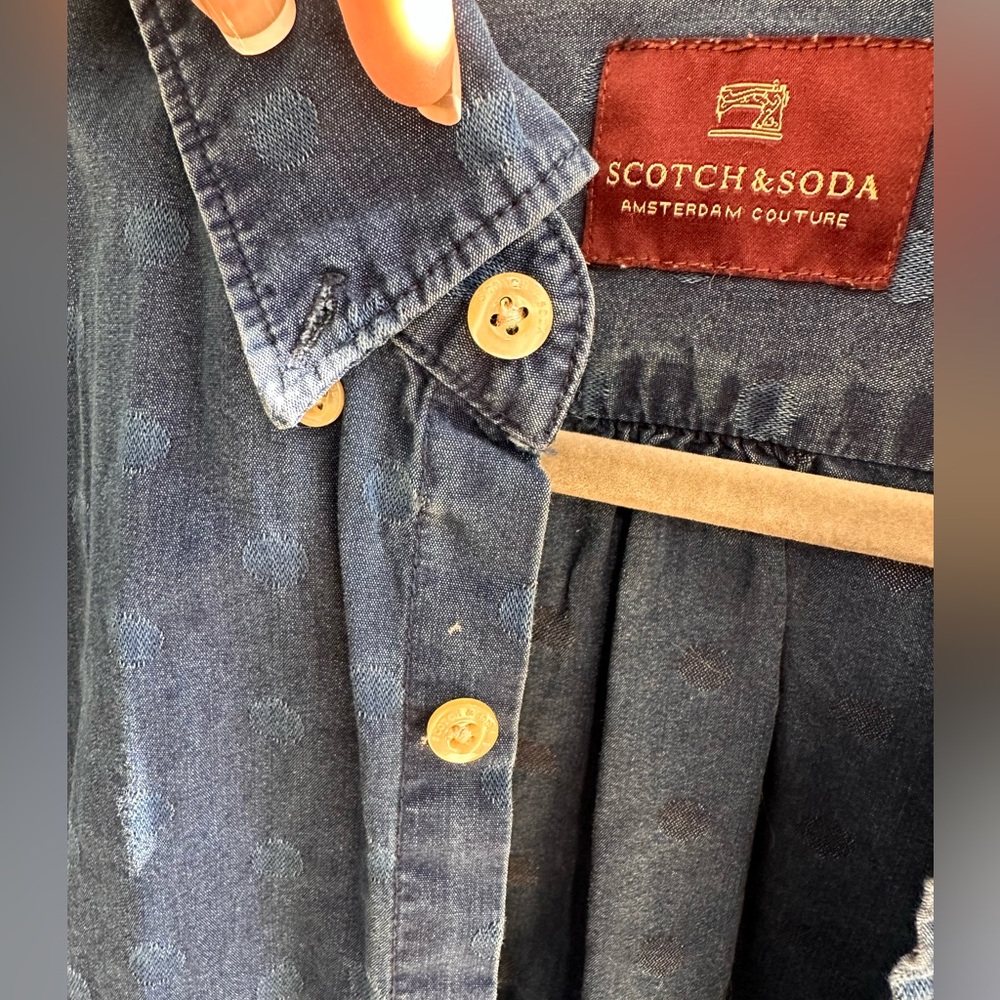 Scotch & Soda Chambray Jean Button Up Shirt Polka… - image 2